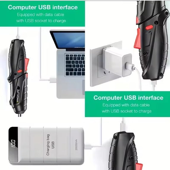 Portable Electric Screwdriver 47 in 1 Rotated 90 Degrees Rechargeable Screwdriver