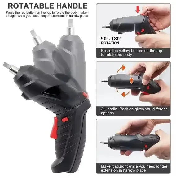 Portable Electric Screwdriver 47 in 1 Rotated 90 Degrees Rechargeable Screwdriver